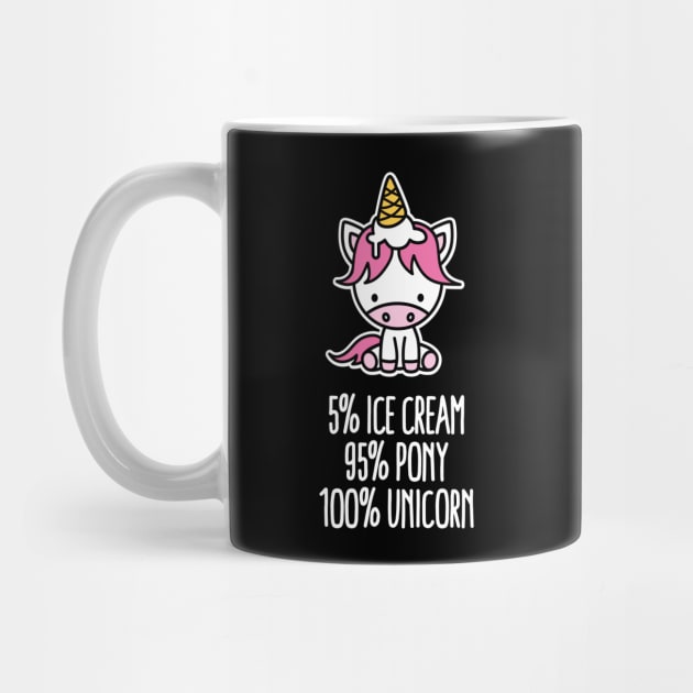 5% ice cream 95% pony 100% unicorn pun funny girl by LaundryFactory